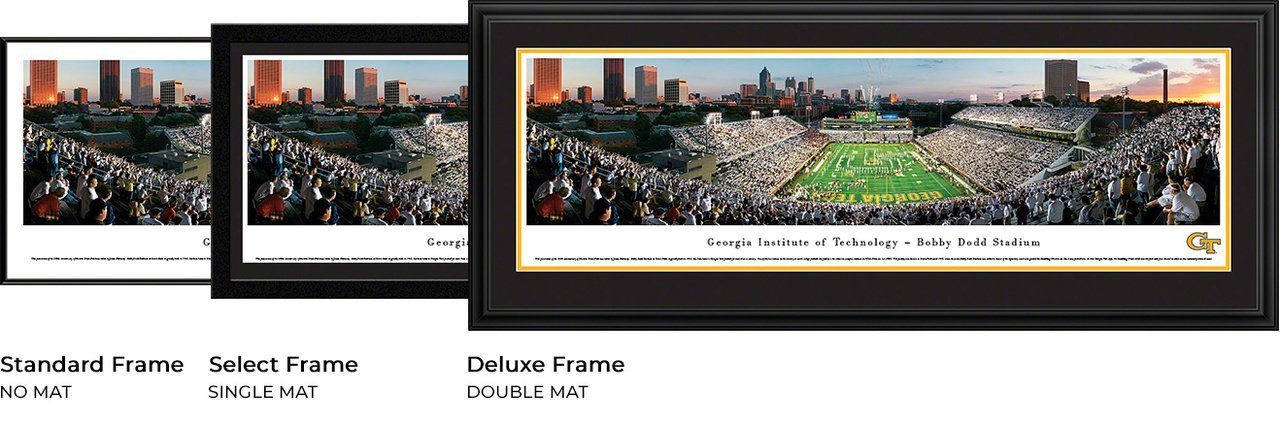 Georgia Tech Football - "Stadium End Zone" Panorama Framed Print-Print-Blakeway Worldwide Panoramas, Inc.-Top Notch Gift Shop