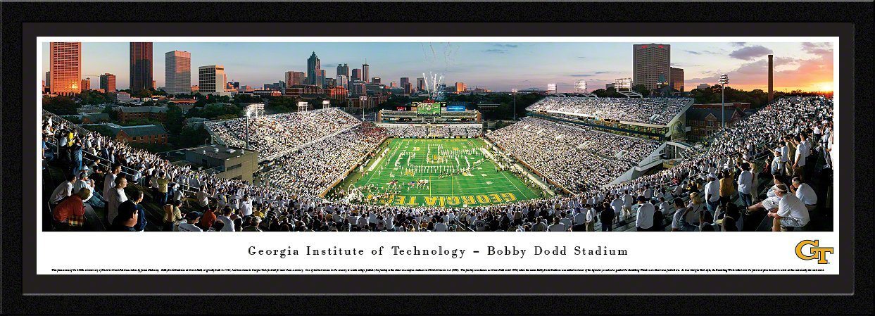 Georgia Tech Football - "Stadium End Zone" Panorama Framed Print-Print-Blakeway Worldwide Panoramas, Inc.-Top Notch Gift Shop