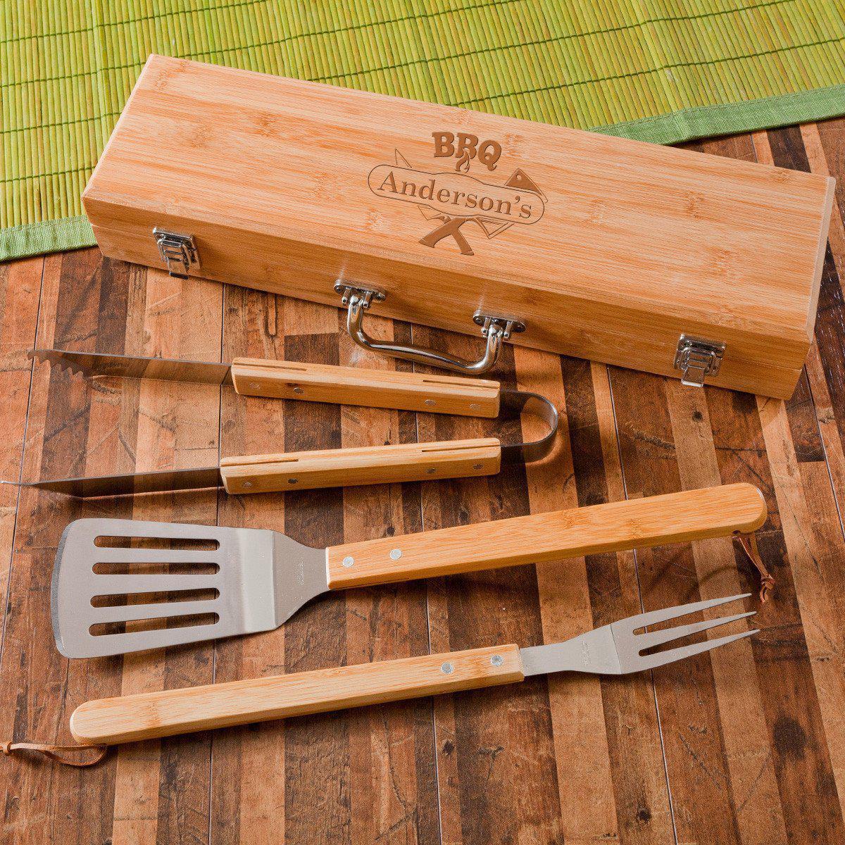 Grilling BBQ Set with Bamboo Case - Personalized-Barbeque Tool-JDS Marketing-Top Notch Gift Shop