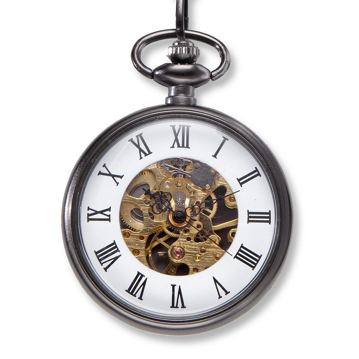 Gunmetal Gray Exposed Gears Pocket Watch - Personalized-Watch-JDS Marketing-Top Notch Gift Shop