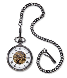 Gunmetal Gray Exposed Gears Pocket Watch - Personalized-Watch-JDS Marketing-Top Notch Gift Shop