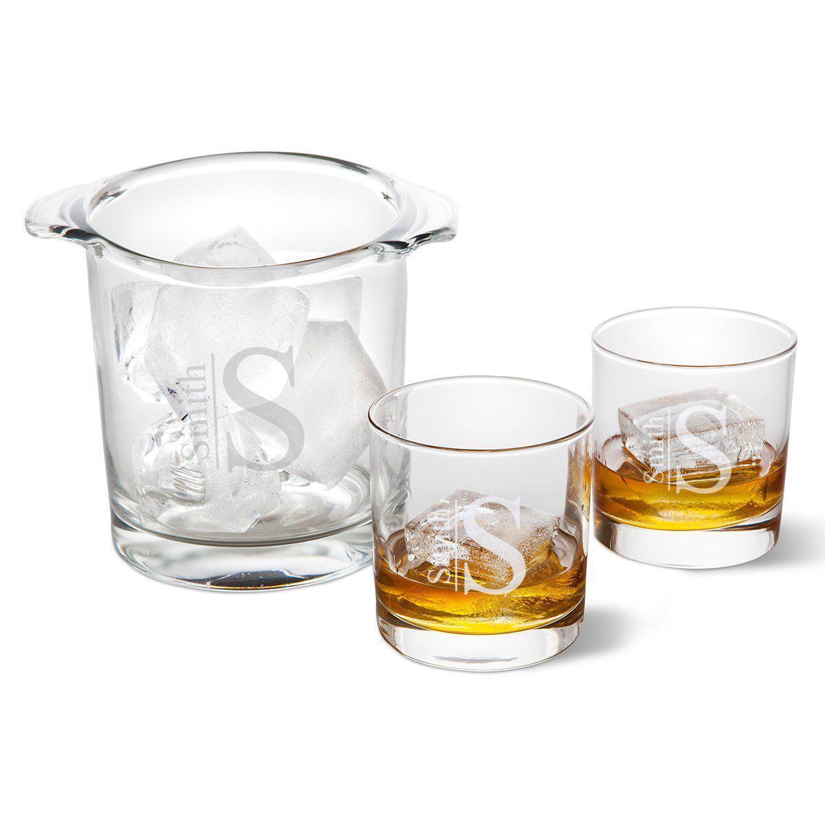 Ice Bucket with 2 Lowball Glasses - Personalized-Rocks Glass-JDS Marketing-Top Notch Gift Shop