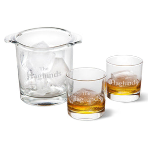 Ice Bucket with 2 Lowball Glasses - Personalized-Rocks Glass-JDS Marketing-Top Notch Gift Shop