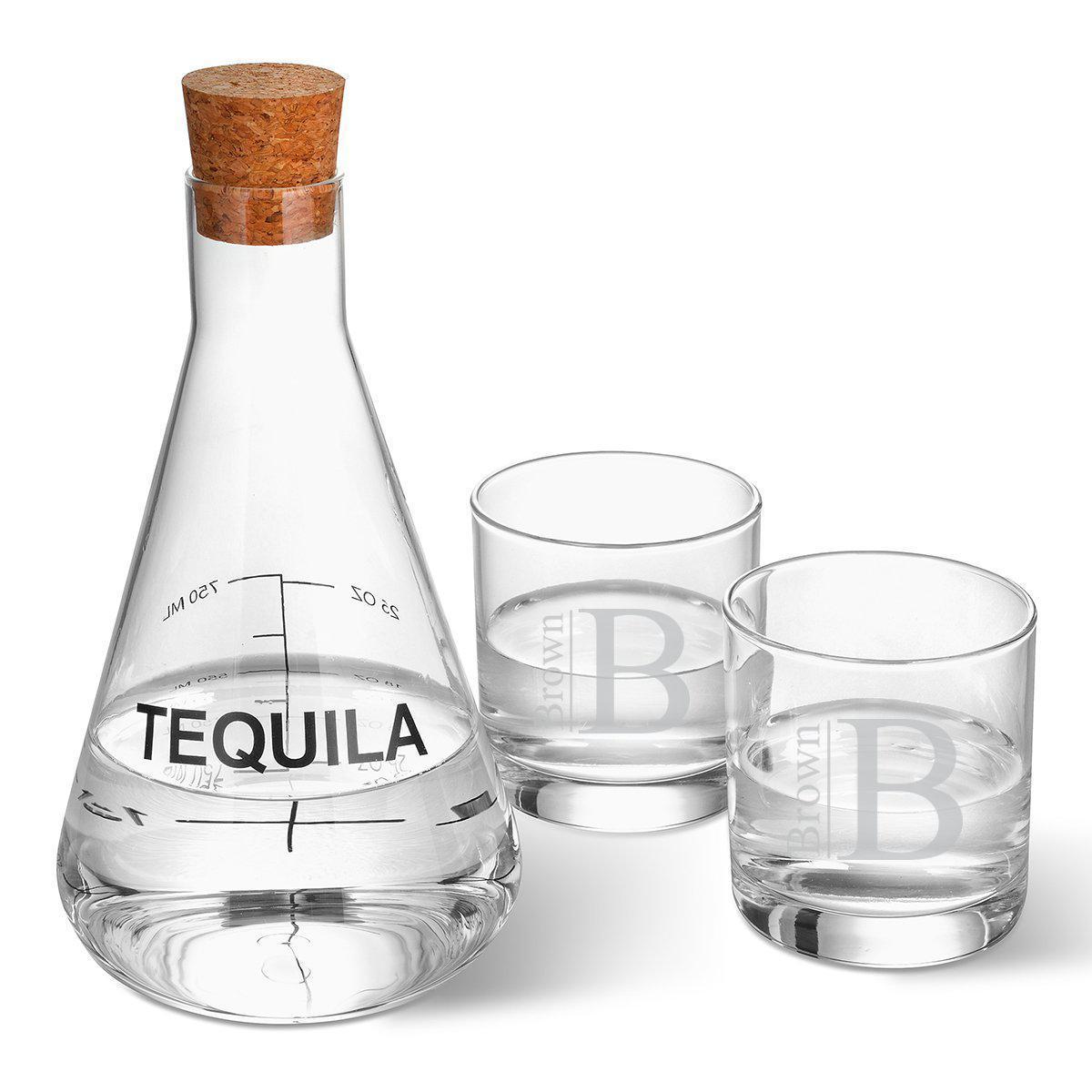 Tequila Decanter in Wood Crate with set of 2 Lowball Glasses - Personalized-Decanter-JDS Marketing-Top Notch Gift Shop