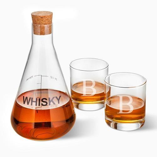 Whiskey Decanter in Wood Crate with two Glasses - Personalized-Decanter-JDS Marketing-Top Notch Gift Shop