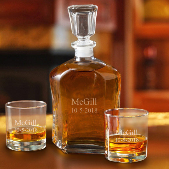 Decanter Set with 2 Low Ball Glasses - Personalized-Decanter-JDS Marketing-Top Notch Gift Shop