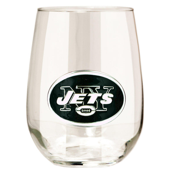 New York Jets 15 oz. Stemless Wine Glass - (Set of 2)-Stemless Wine Glass-Great American Products-Top Notch Gift Shop