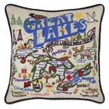 Great Lakes Hand Embroidered CatStudio Pillow-Pillow-CatStudio-Top Notch Gift Shop