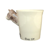 Gray & White Cat Hand Painted Coffee Mug-Mug-Sea Island-Top Notch Gift Shop