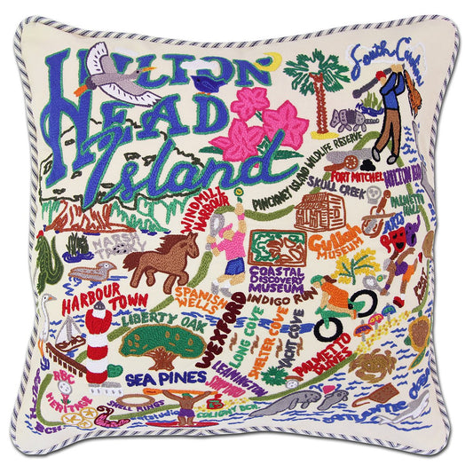 Hilton Head Embroidered CatStudio Pillow-Pillow-CatStudio-Top Notch Gift Shop