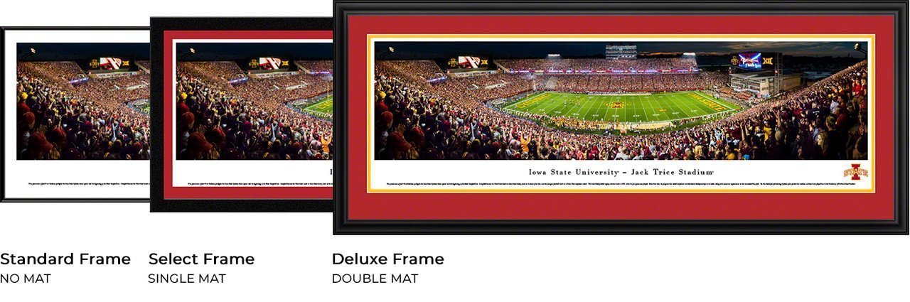 Iowa State Football - "Stadium 50 Yard Line" Panorama Framed Print-Print-Blakeway Worldwide Panoramas, Inc.-Top Notch Gift Shop