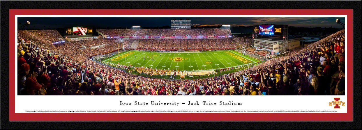 Iowa State Football - "Stadium 50 Yard Line" Panorama Framed Print-Print-Blakeway Worldwide Panoramas, Inc.-Top Notch Gift Shop