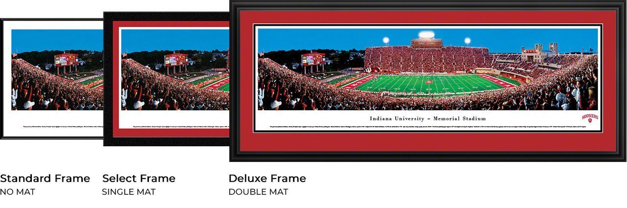 Indiana Football - "Stadium 50 Yard Line" Panorama Framed Print-Print-Blakeway Worldwide Panoramas, Inc.-Top Notch Gift Shop