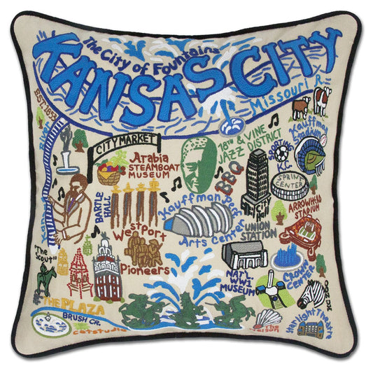 Kansas City Embroidered CatStudio Pillow-Pillow-CatStudio-Top Notch Gift Shop