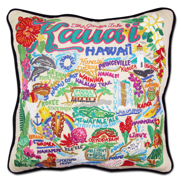 Kauai Hand Embroidered CatStudio Pillow-Pillow-CatStudio-Top Notch Gift Shop