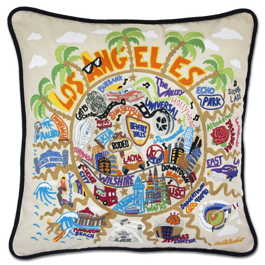 Los Angeles Embroidered CatStudio Pillow-Pillow-CatStudio-Top Notch Gift Shop