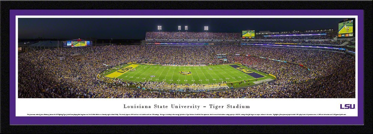 LSU Football - "Stadium 50 Yard Line" Panorama Framed Print-Print-Blakeway Worldwide Panoramas, Inc.-Top Notch Gift Shop