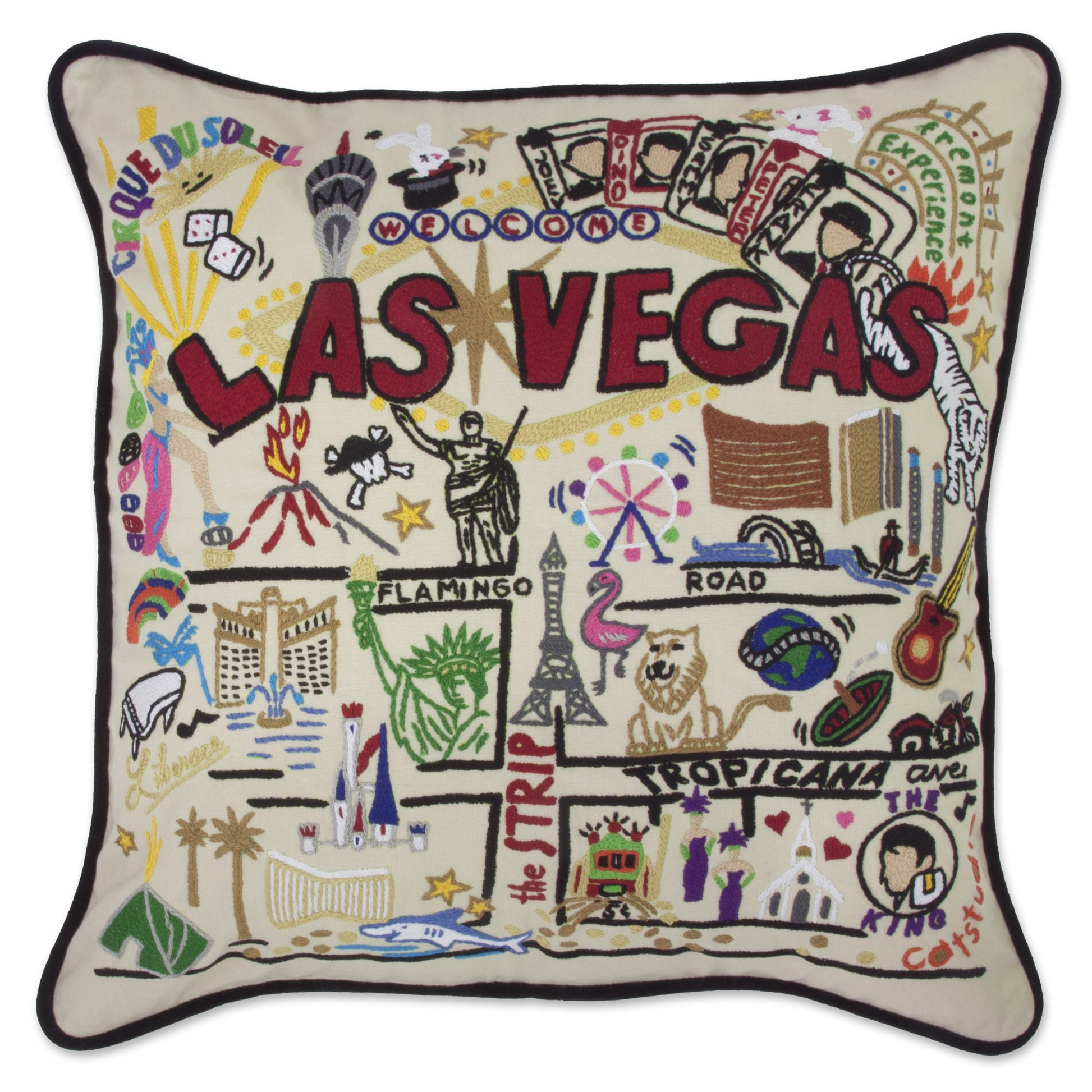 Las Vegas Embroidered CatStudio Pillow-Pillow-CatStudio-Top Notch Gift Shop