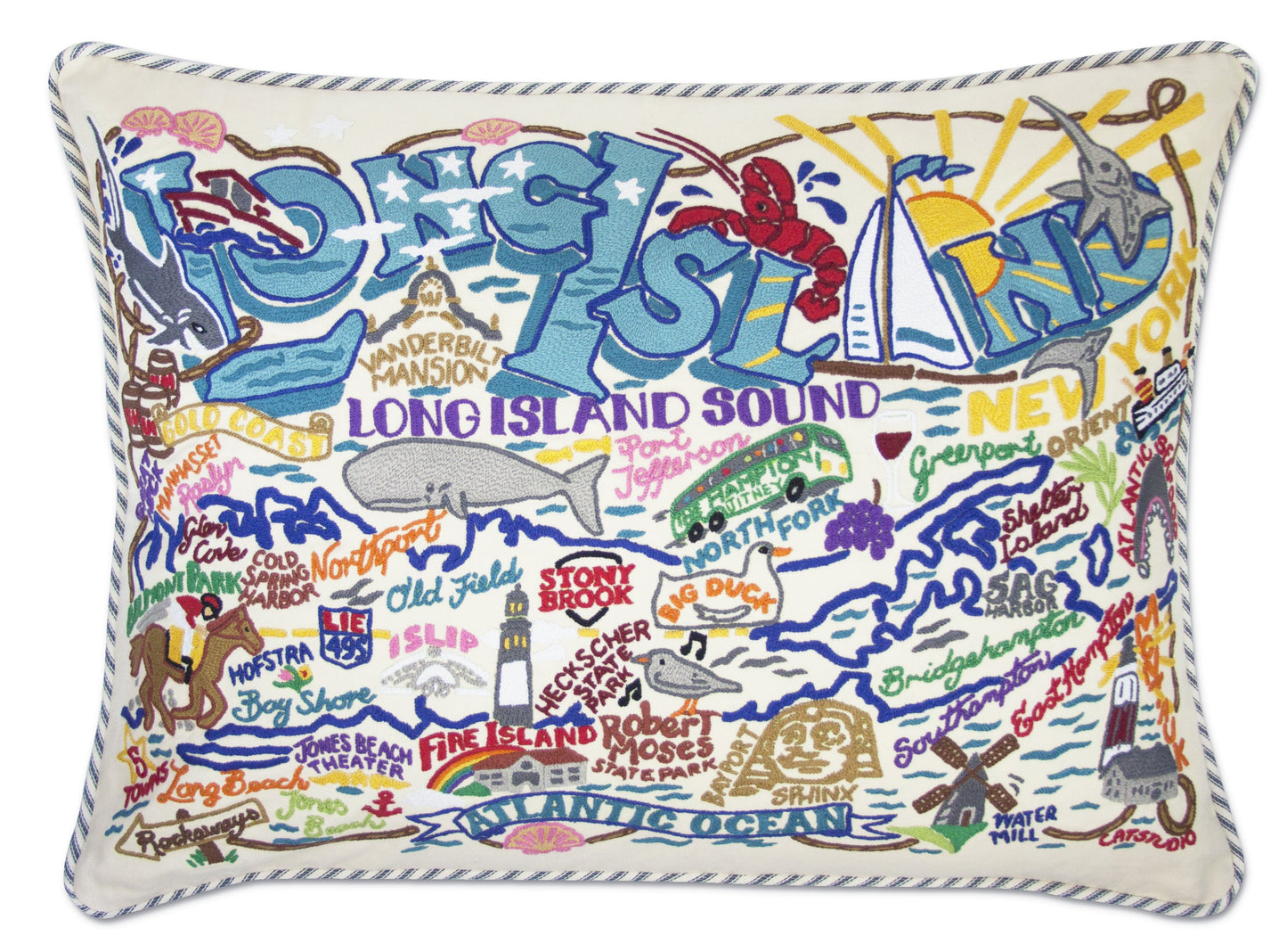 Long Island Embroidered CatStudio Pillow-Pillow-CatStudio-Top Notch Gift Shop