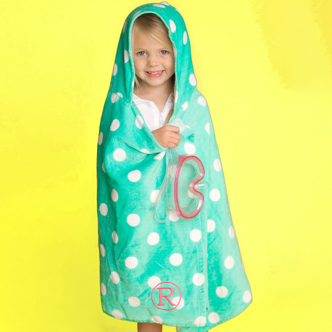 Mint Dandy Dot Hooded Towel - Personalized-Hooded Towel-Viv&Lou-Top Notch Gift Shop