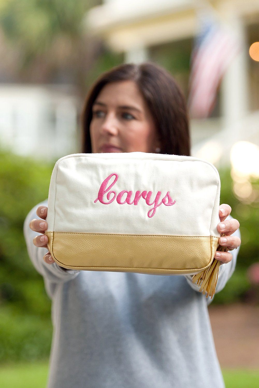 Creme Cabana Cosmetic Bag - Personalized-Bag-Viv&Lou-Top Notch Gift Shop