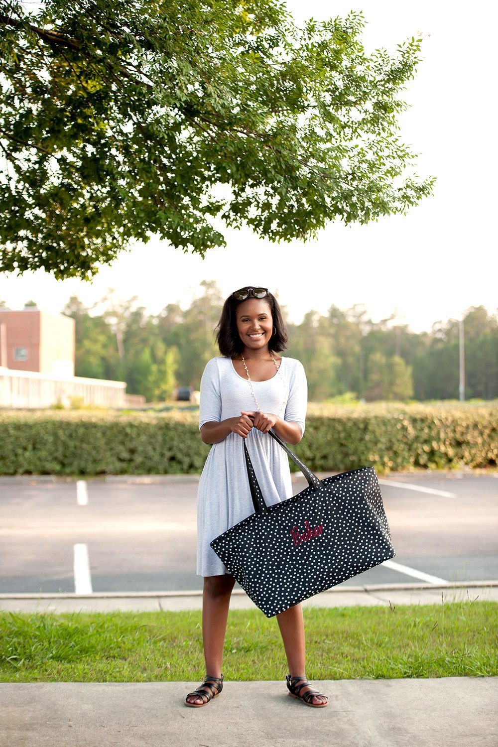 Black Scattered Dot Ultimate Tote - Personalized-Bag-Viv&Lou-Top Notch Gift Shop