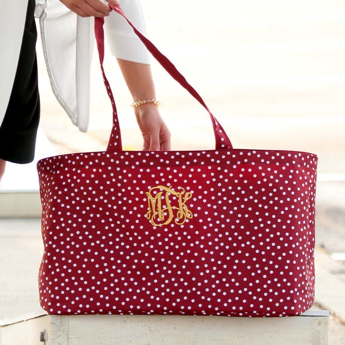 Garnet Scattered Dot Ultimate Tote - Personalized-Bag-Viv&Lou-Top Notch Gift Shop