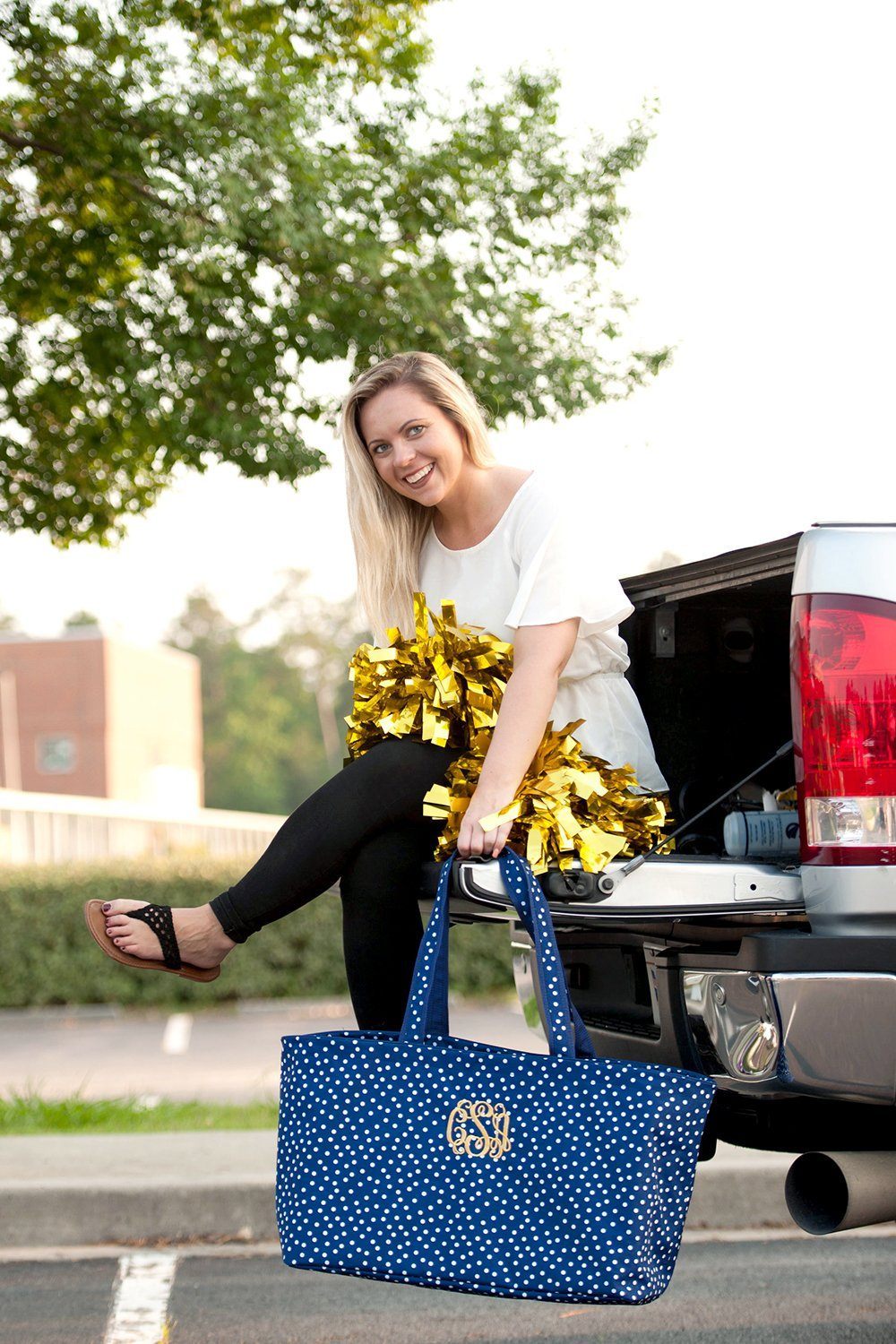 Navy Scattered Dot Ultimate Tote - Personalized-Bag-Viv&Lou-Top Notch Gift Shop