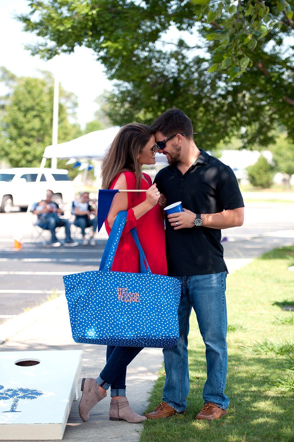 Royal Blue Scattered Dot Ultimate Tote - Personalized-Bag-Viv&Lou-Top Notch Gift Shop