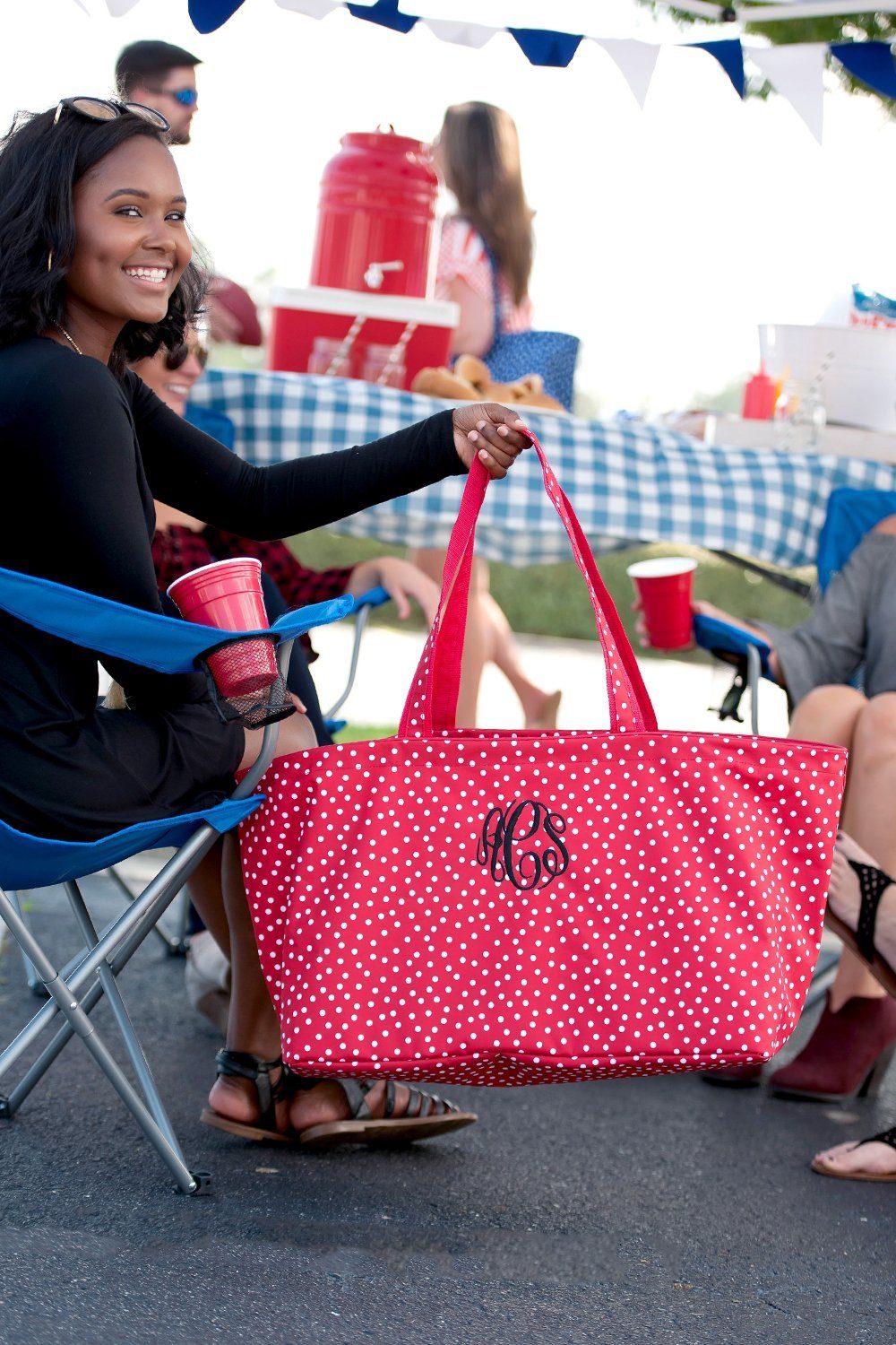 Red Scattered Dot Ultimate Tote - Personalized-Bag-Viv&Lou-Top Notch Gift Shop