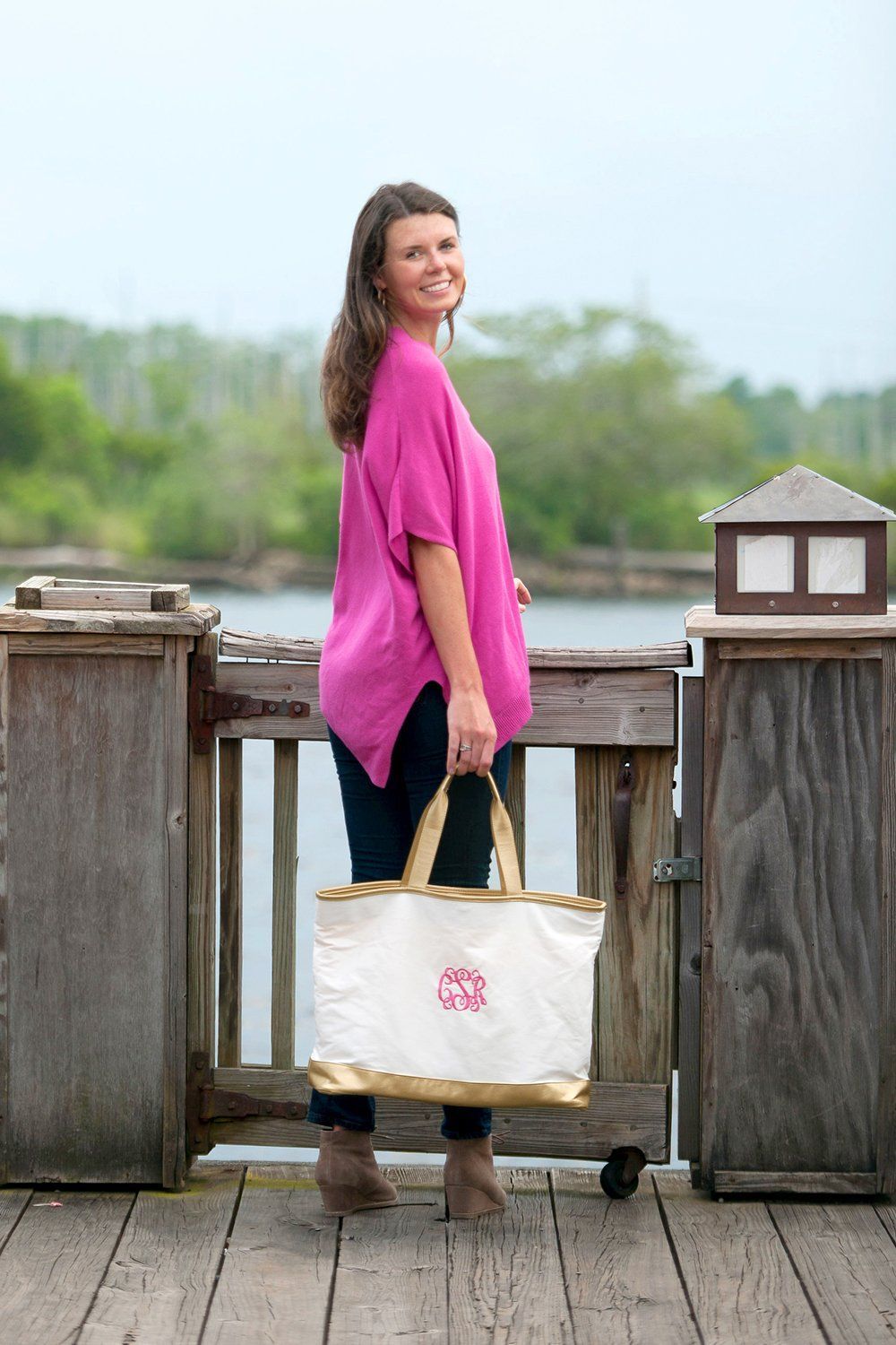 Creme Cabana Tote - Personalized-Bag-Viv&Lou-Top Notch Gift Shop