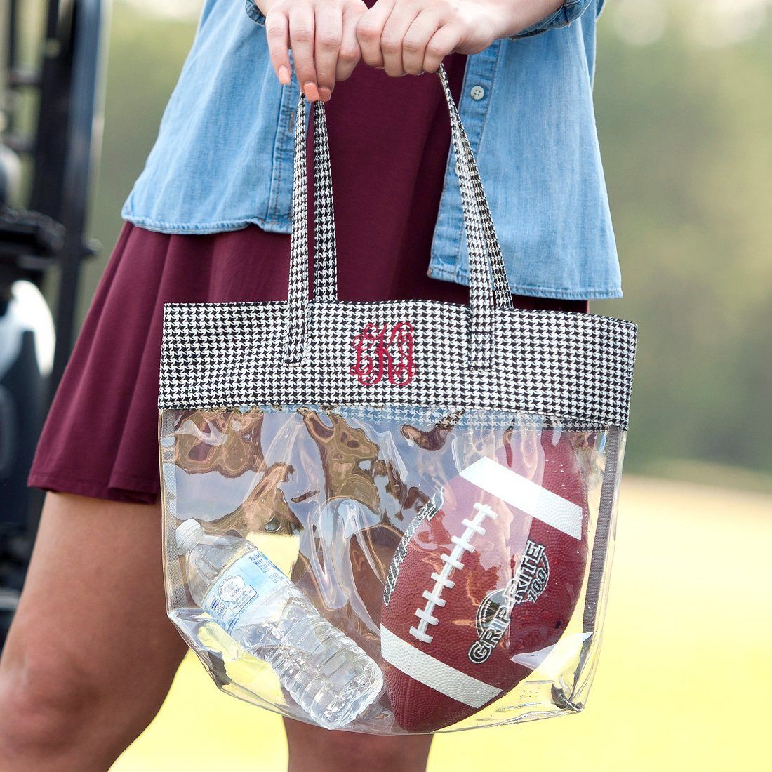 Houndstooth Clear Tote - Personalized-Bag-Viv&Lou-Top Notch Gift Shop