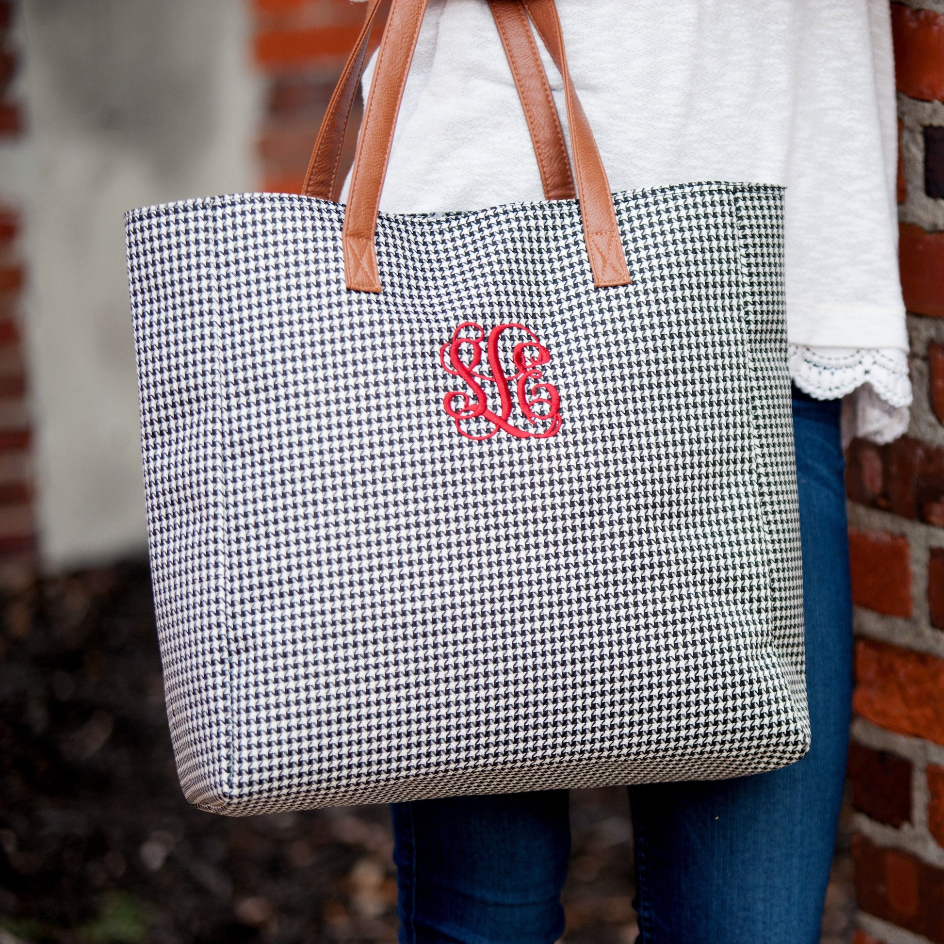 Houndstooth Tote - Personalized-Bag-Viv&Lou-Top Notch Gift Shop