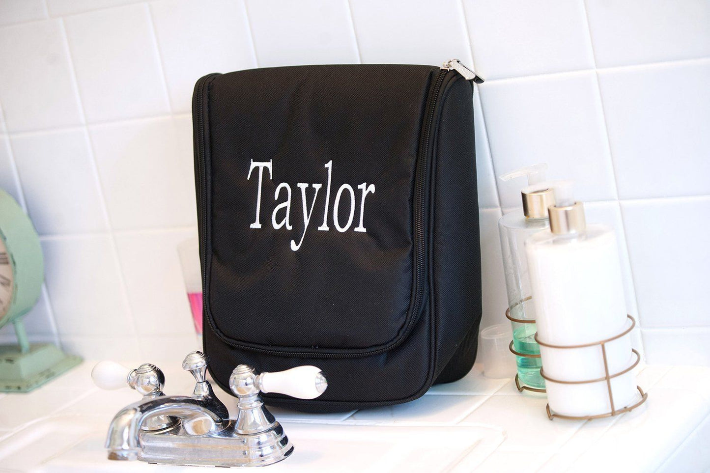 Black Hanging Travel Case - Personalized-Travel Kit-Viv&Lou-Top Notch Gift Shop