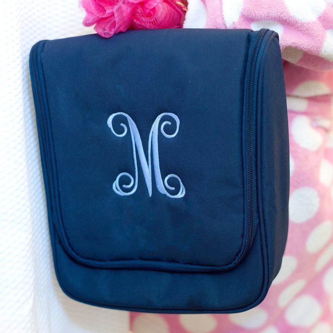 Navy Hanging Travel Case - Personalized-Travel Kit-Viv&Lou-Top Notch Gift Shop