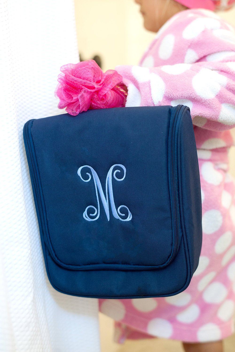 Navy Hanging Travel Case - Personalized-Travel Kit-Viv&Lou-Top Notch Gift Shop