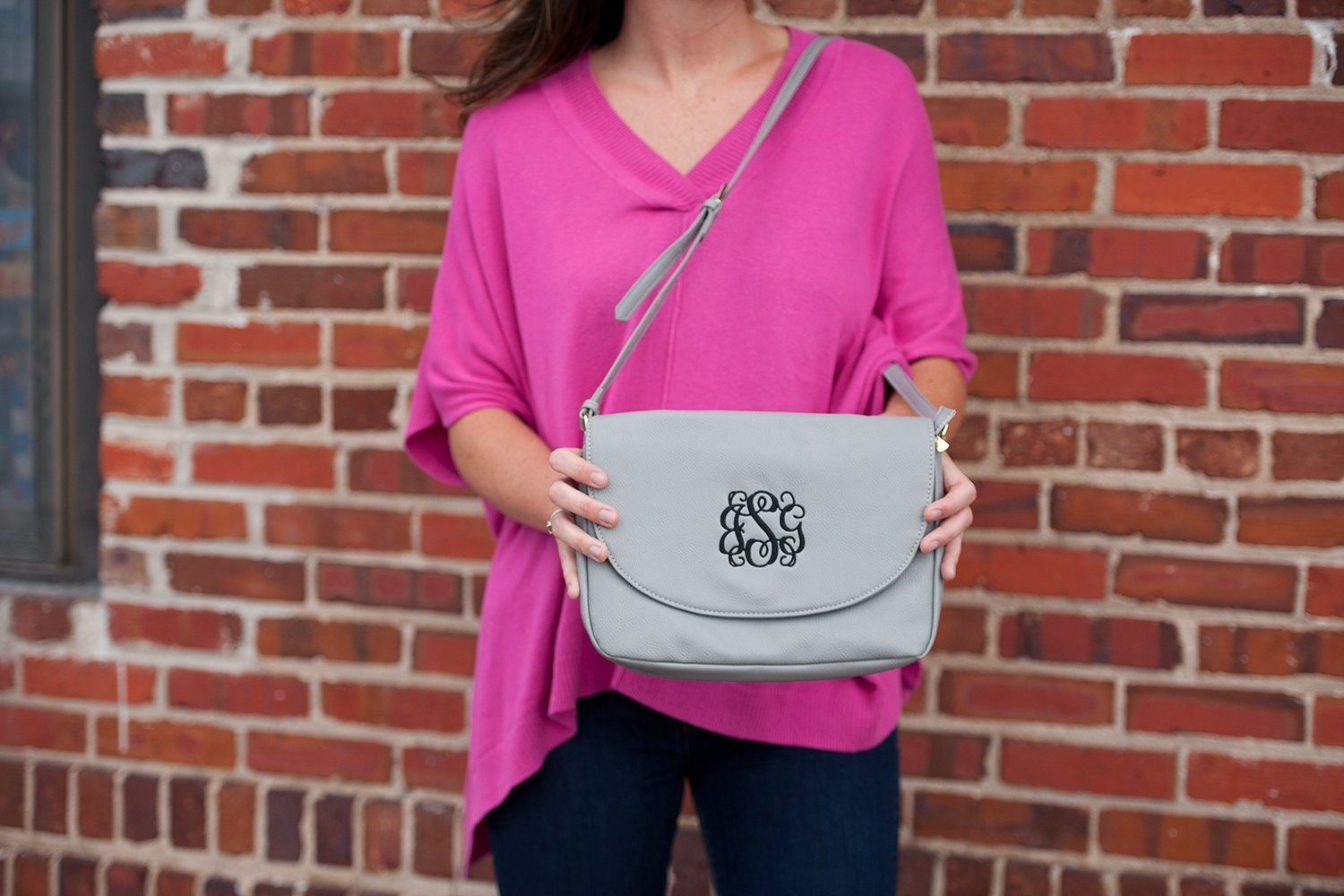 Grey Anna Crossbody Bag - Personalized-Bag-Viv&Lou-Top Notch Gift Shop