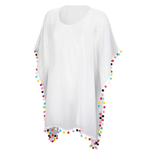 White Pom-tastic Coverup - Personalized-Coverup-Viv&Lou-Top Notch Gift Shop