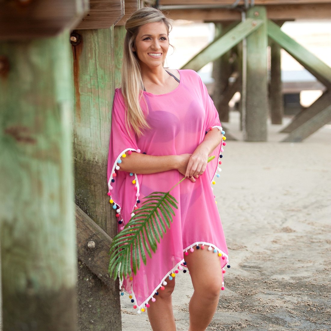 Hot Pink Pom-tastic Coverup - Personalized-Coverup-Viv&Lou-Top Notch Gift Shop