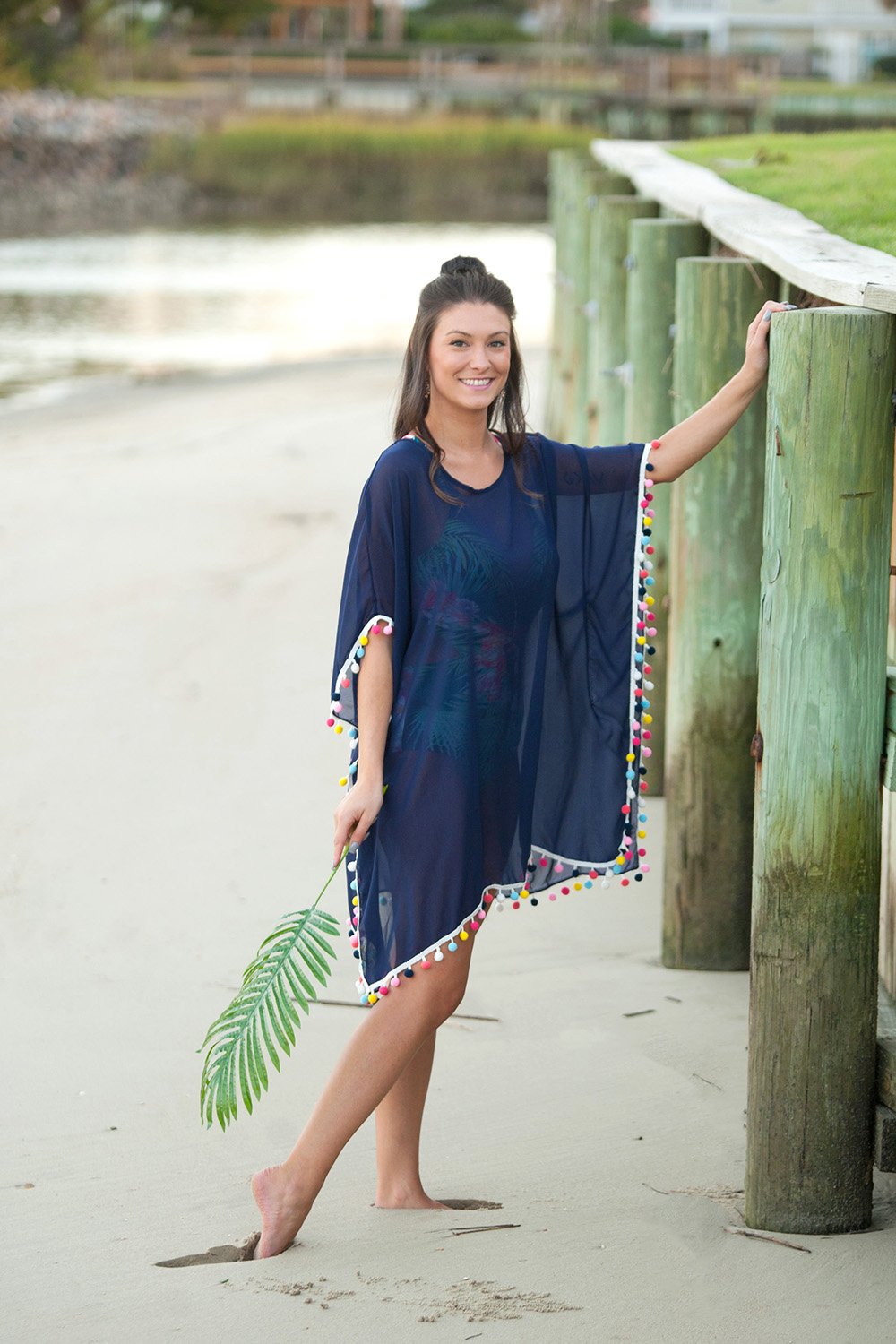 Navy Pom-tastic Coverup - Personalized-Coverup-Viv&Lou-Top Notch Gift Shop