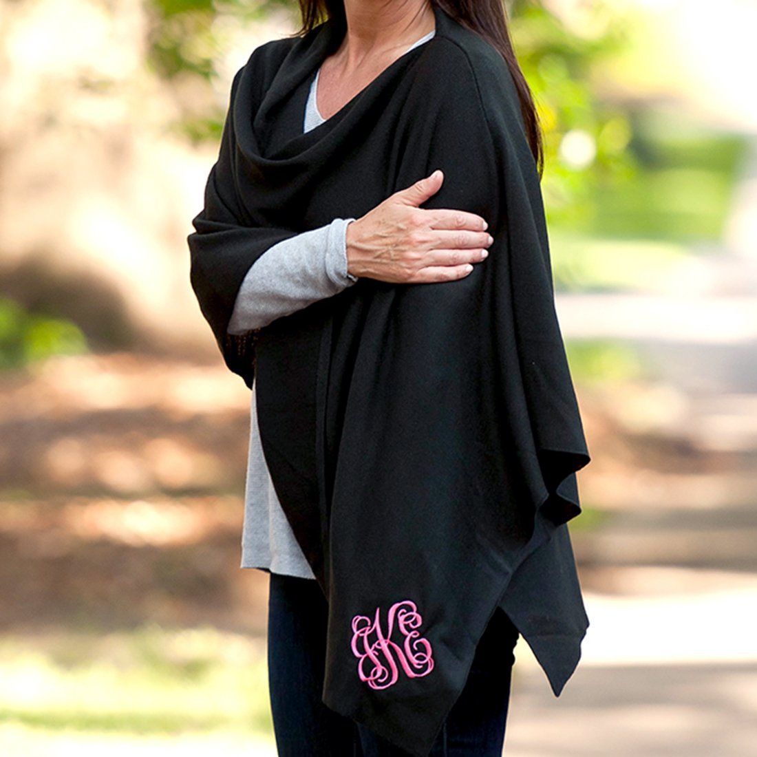 Black Chelsea Poncho - Personalized-Shawl / Poncho-Viv&Lou-Top Notch Gift Shop