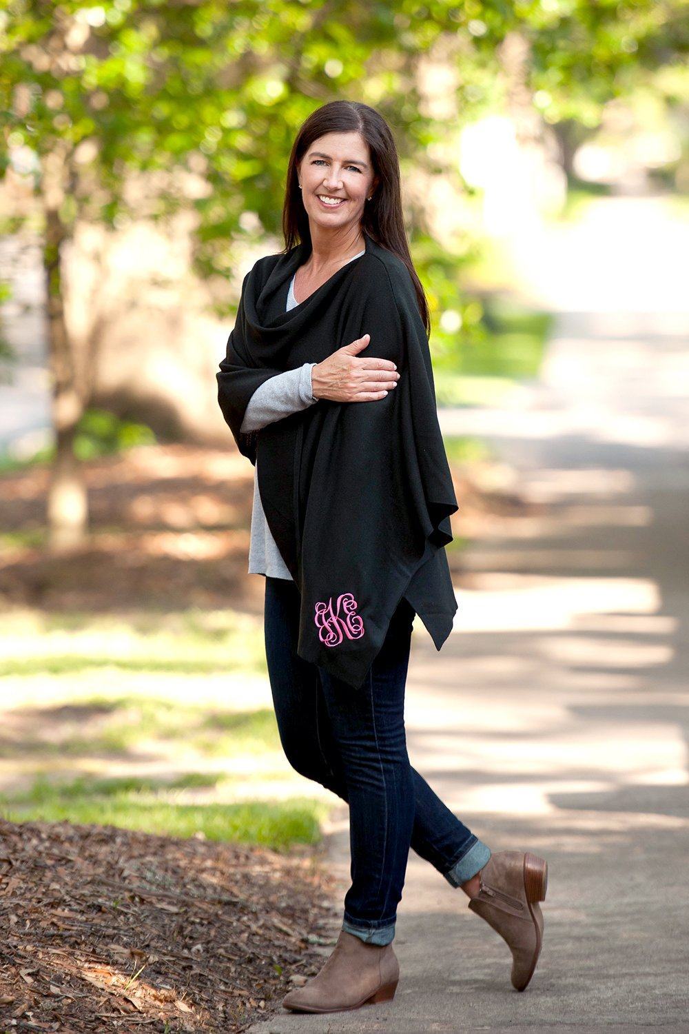 Black Chelsea Poncho - Personalized-Shawl / Poncho-Viv&Lou-Top Notch Gift Shop