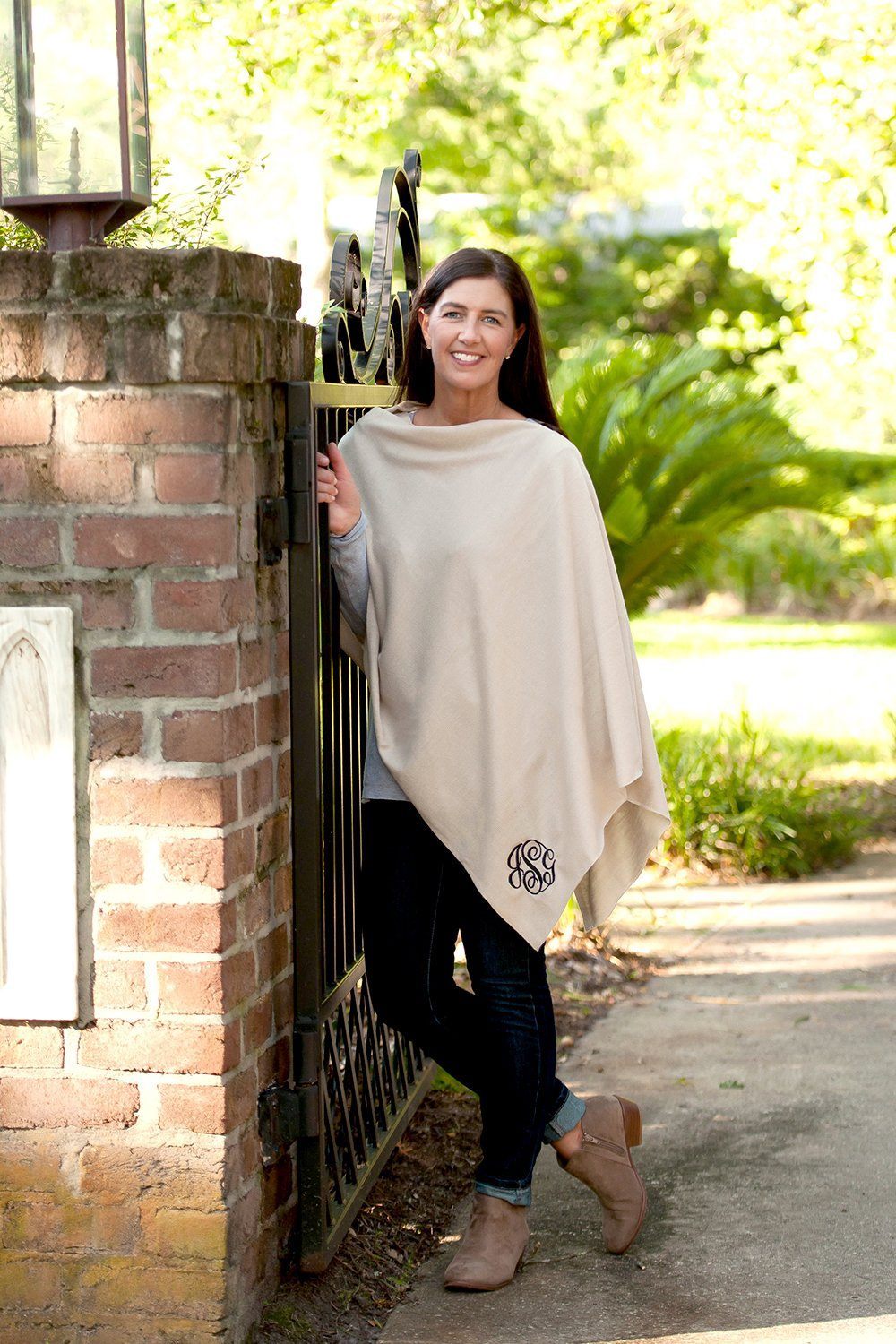 Creme Chelsea Poncho - Personalized-Shawl / Poncho-Viv&Lou-Top Notch Gift Shop