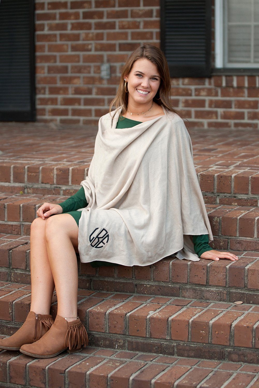 Creme Chelsea Poncho - Personalized-Shawl / Poncho-Viv&Lou-Top Notch Gift Shop