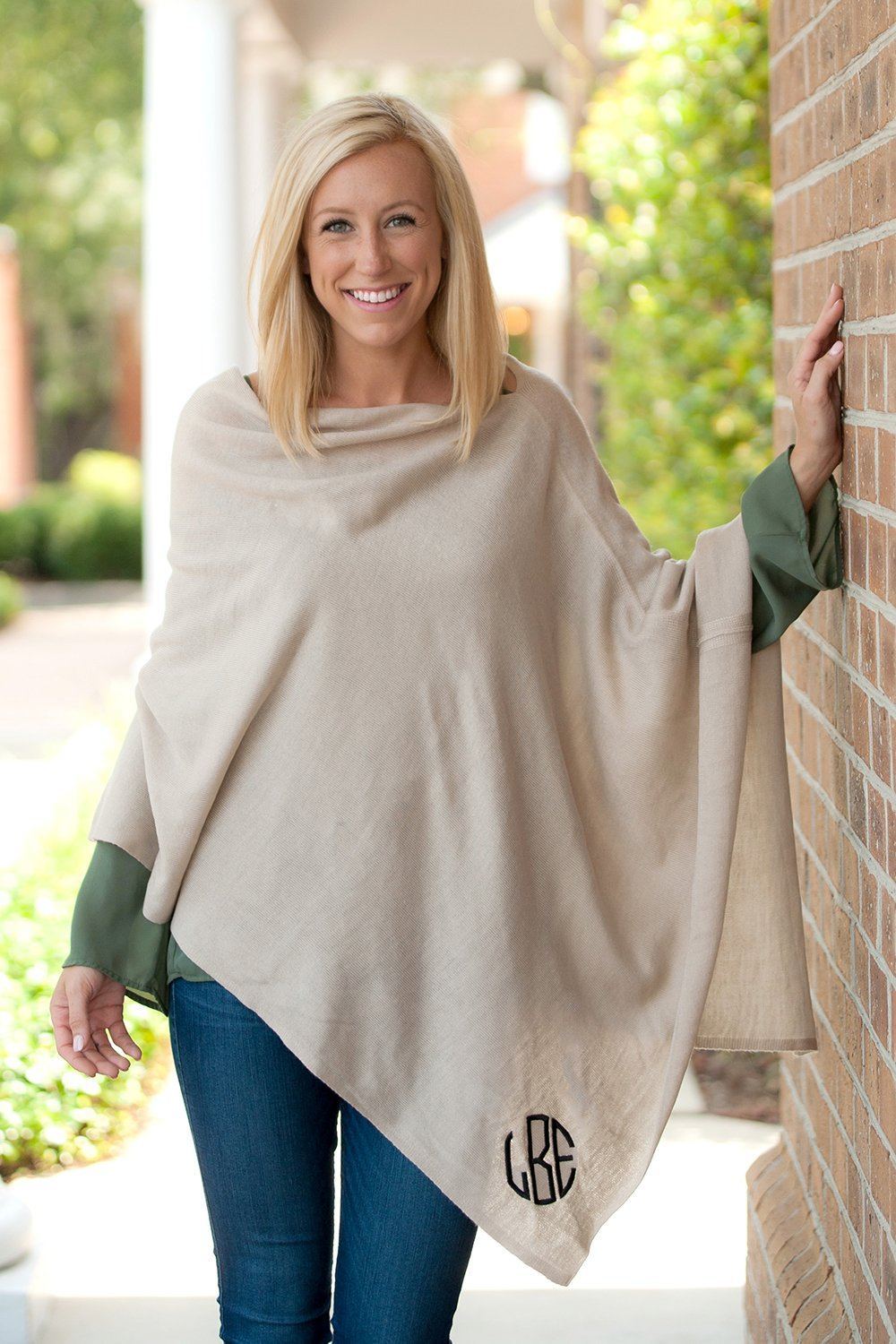 Creme Chelsea Poncho - Personalized-Shawl / Poncho-Viv&Lou-Top Notch Gift Shop