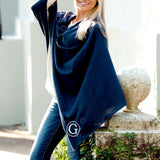 Navy Chelsea Poncho - Personalized-Shawl / Poncho-Viv&Lou-Top Notch Gift Shop