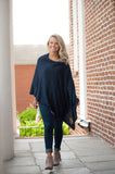 Navy Chelsea Poncho - Personalized-Shawl / Poncho-Viv&Lou-Top Notch Gift Shop