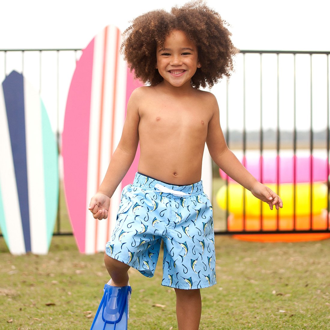 Hooked Boys' Swim Trunks - Personalized-Swim Suit-Viv&Lou-Top Notch Gift Shop