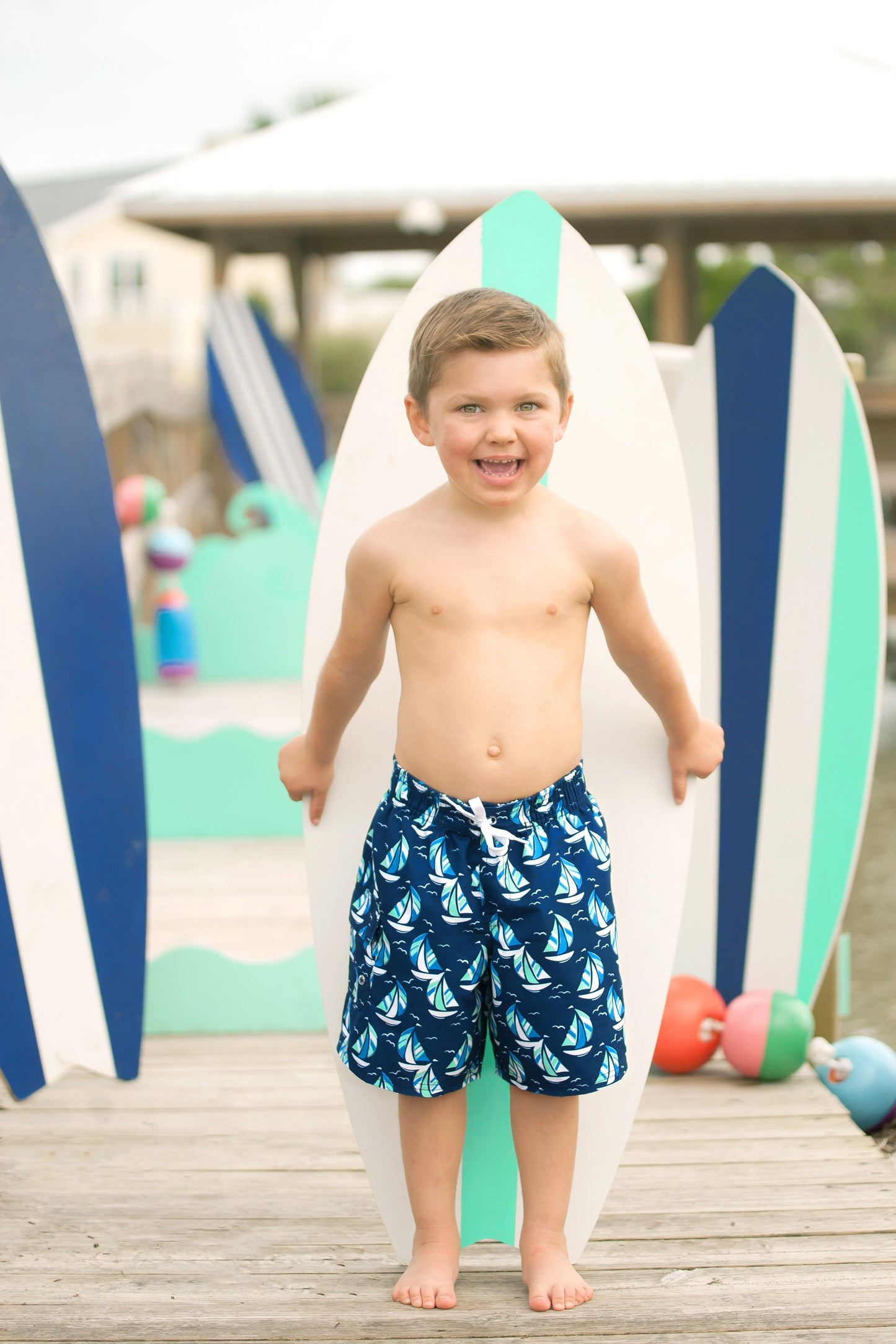 Sea Breeze Boys' Swim Trunks - Personalized-Swim Suit-Viv&Lou-Top Notch Gift Shop