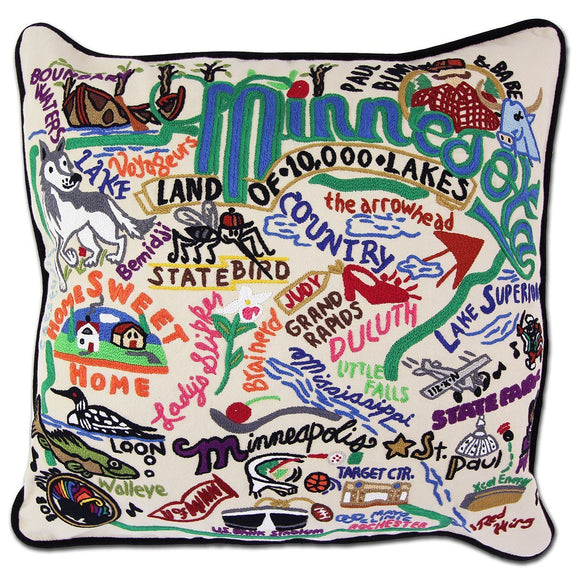 Minnesota Embroidered CatStudio State Pillow-Pillow-CatStudio-Top Notch Gift Shop